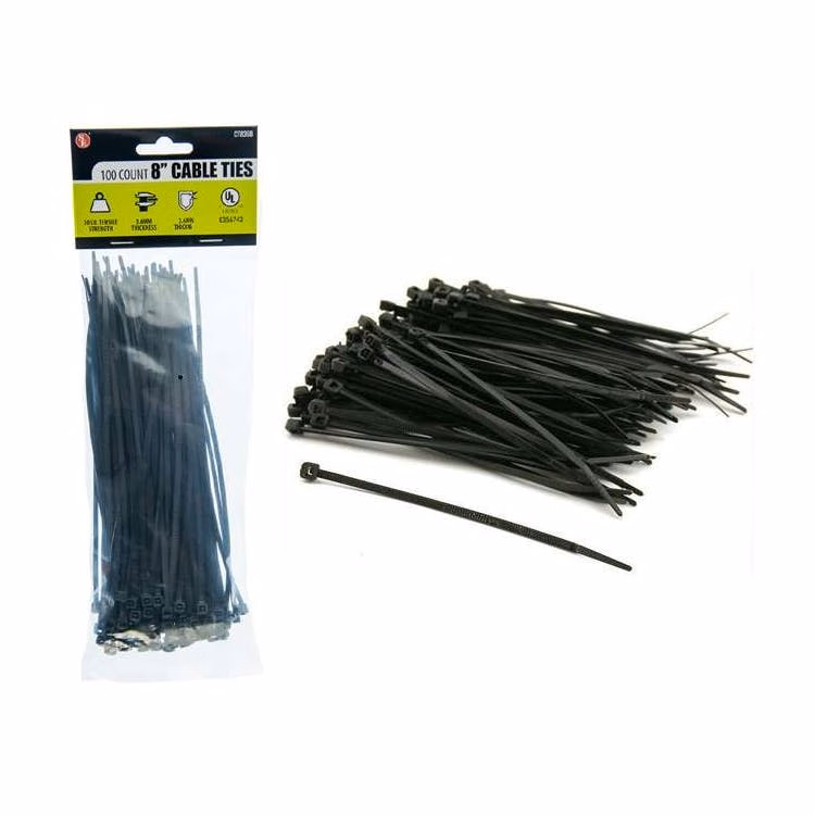 100-Piece Set Cable Ties Black - 8" x 3.6MM
