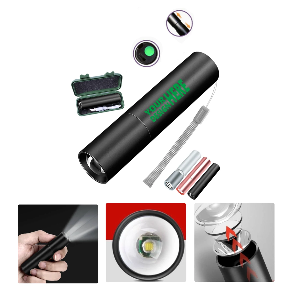 MOQ 50 LED Rechargeable Flashlight High Beam Multifunctional Mini 1
