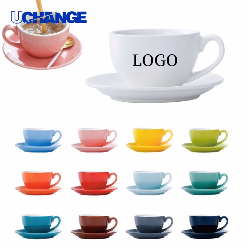 Ceramic Coffee Cup and Saucer Set (7.4 Oz)