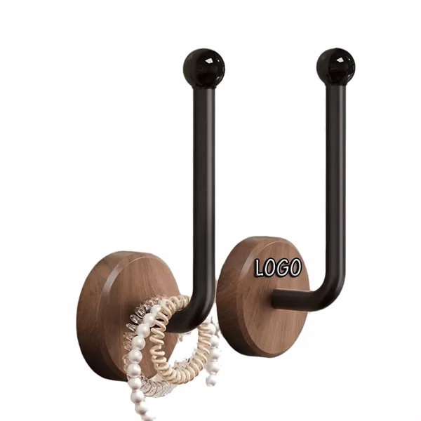 Custom Walnut and Beech Wood No Drill Wall Hook — Hair Tie Organizer Décor