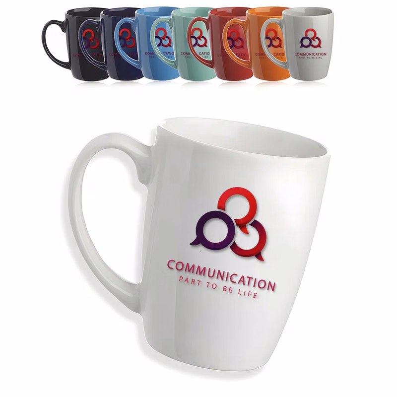Curved Glossy Ceramic Mugs