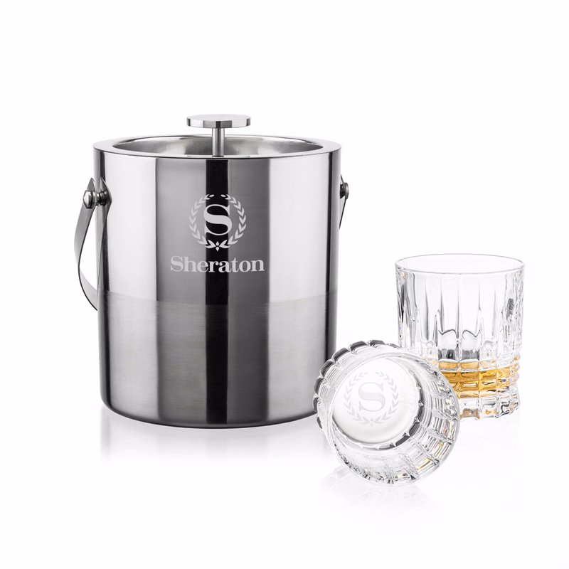Catania Ice Bucket & Princeton On-the-Rocks Set