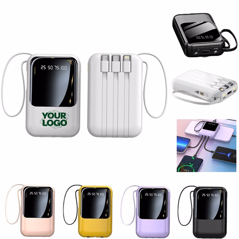 10000mAh 3 in 1 Power Bank with Built in Cables