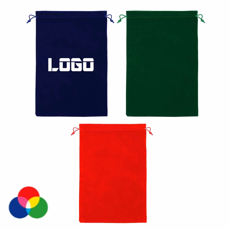 Full Color Pile Coating Drawstring Gift Bag  3 1/4"  x 4 "