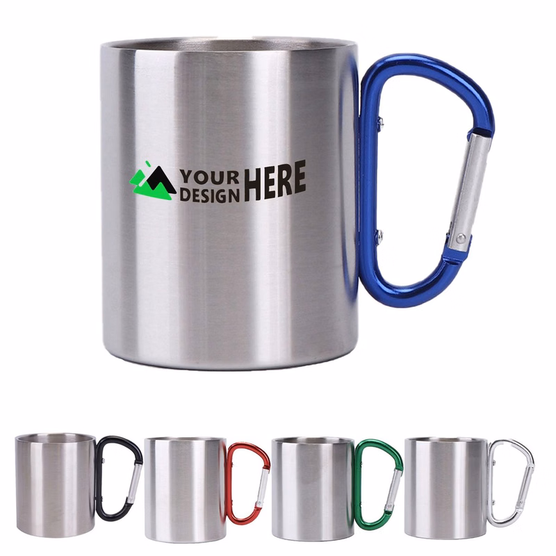 10oz Carabiner Camping Stainless Steel Mug