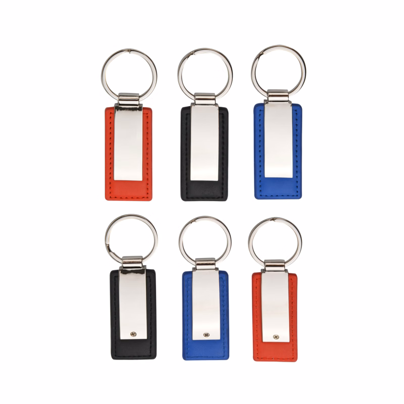 Leatherette Metal Keychain