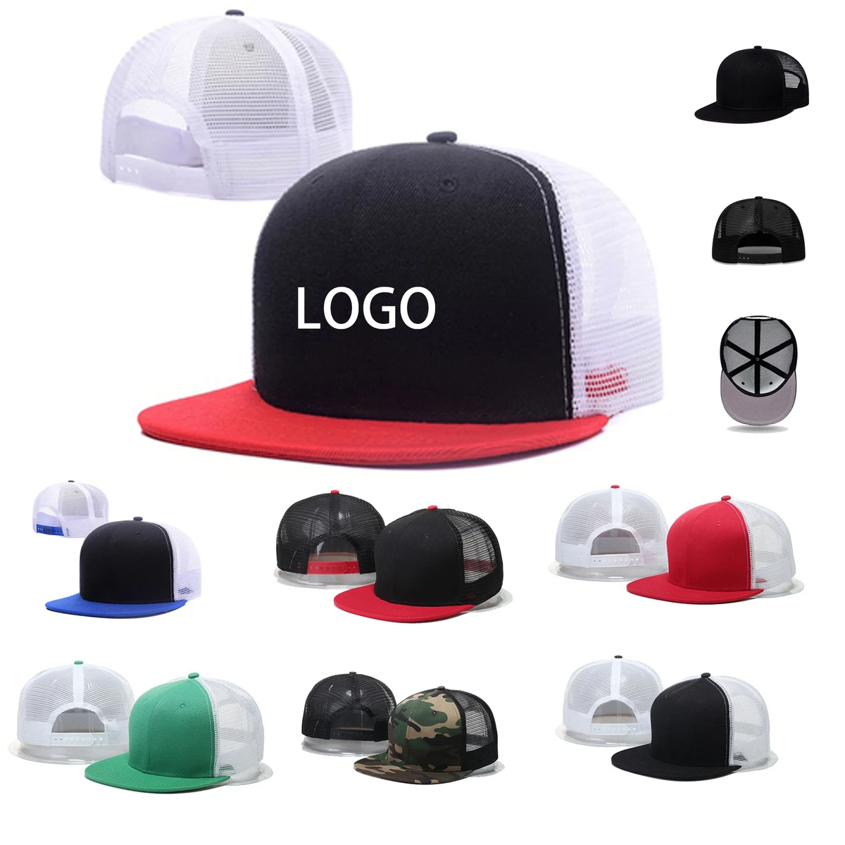 Hip Hop Style Flat Bill Mesh Caps 1