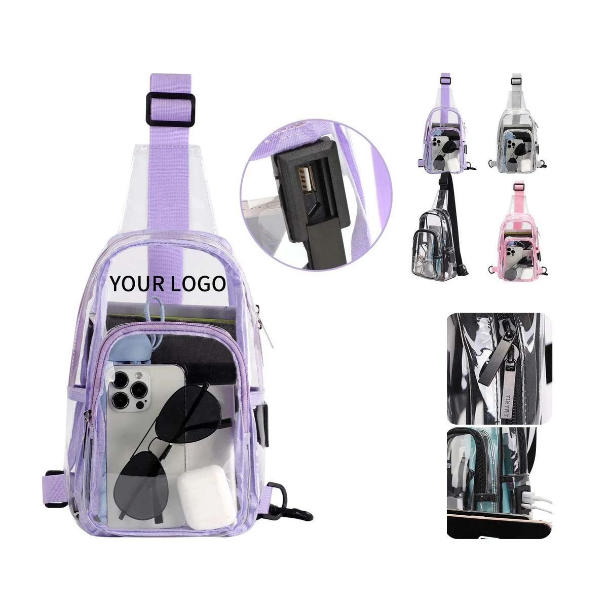Versatile Transparent Shoulder Bag with Storage 1