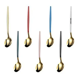 5.23 Inch Dual Color Golden Spoon With Round Head 1