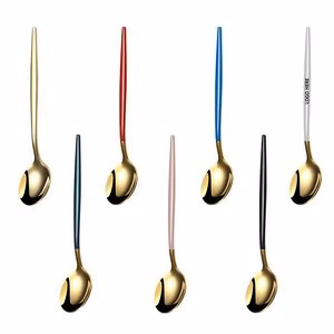 5.23 Inch Dual Color Golden Spoon With Round Head