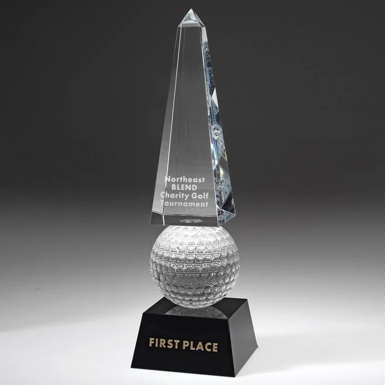 12" Crystal Award-Monumental Golf Obelisk_D687CA 1
