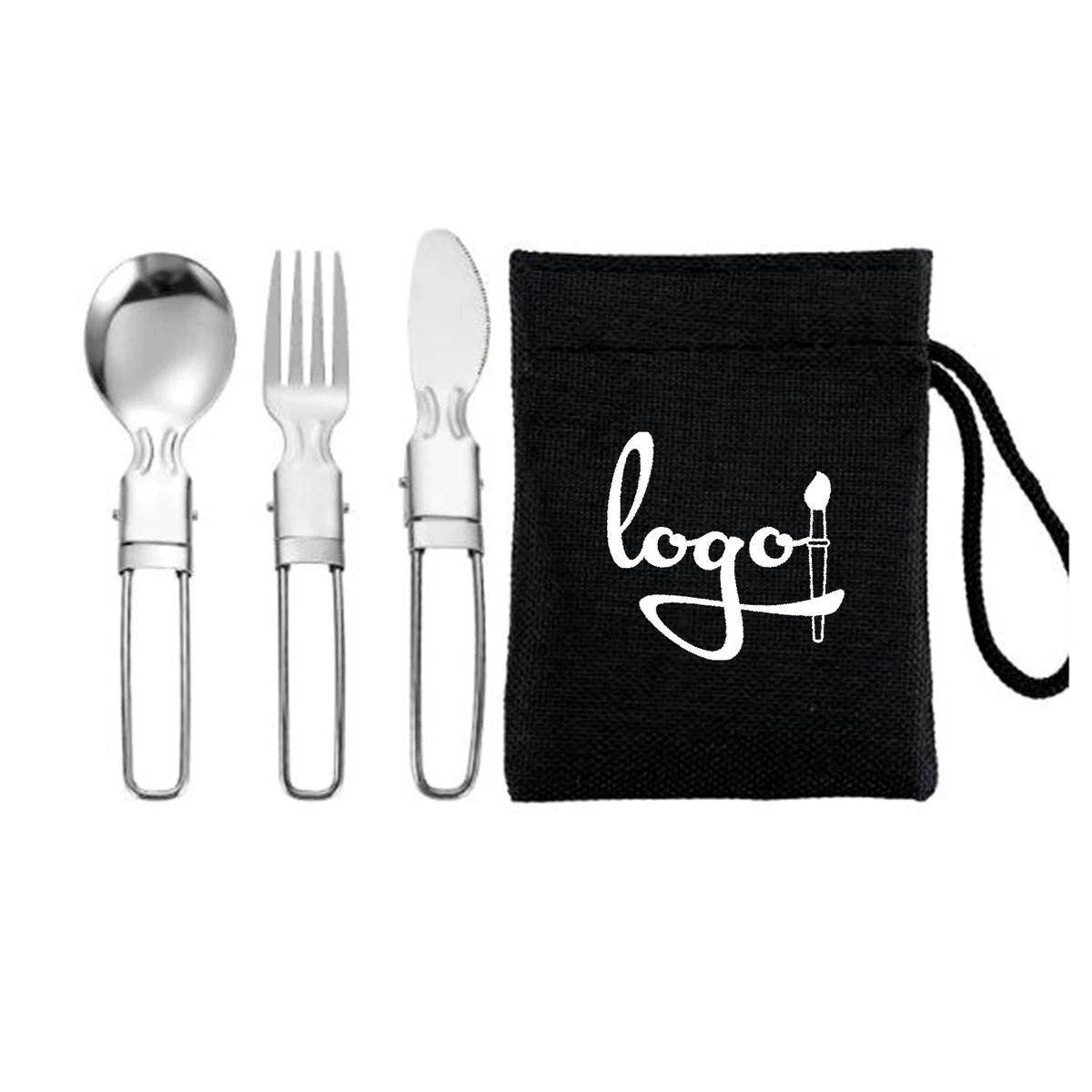 Foldable Stainless Steel Cutlery Set with Custom Pouch 1