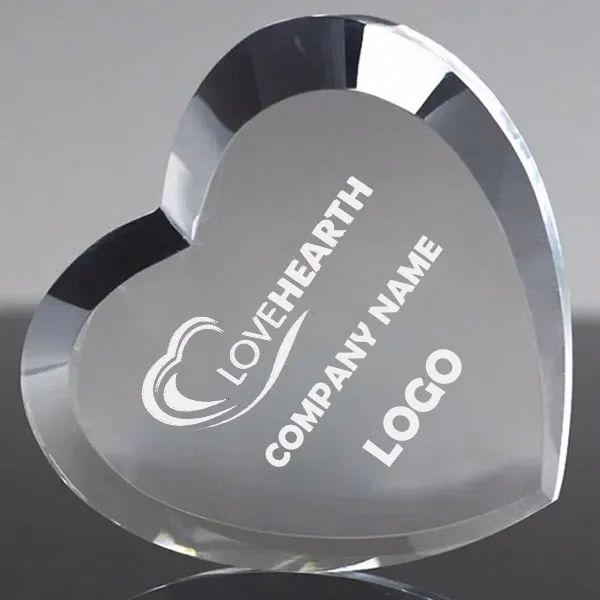 Beveled Heart Shape Crystal Paperweight