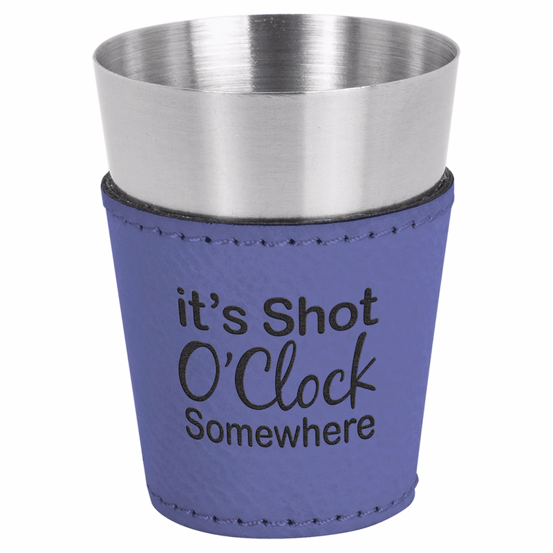 2 oz. Purple Leatherette & Stainless Steel Shot Glass