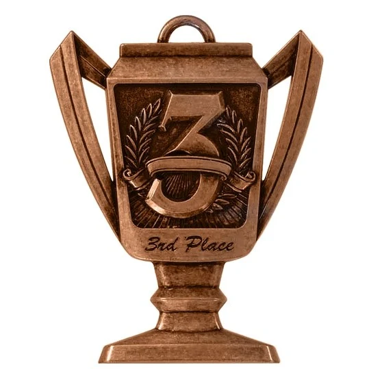 3rd Place Trophy Medal, 2 3/4" Tall 1