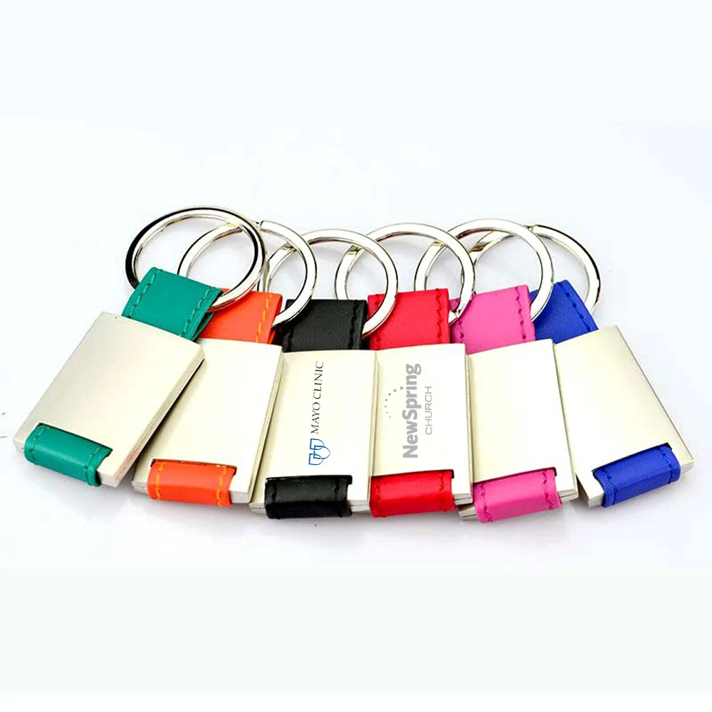 Chrome Leatherette Metal Keychain 1