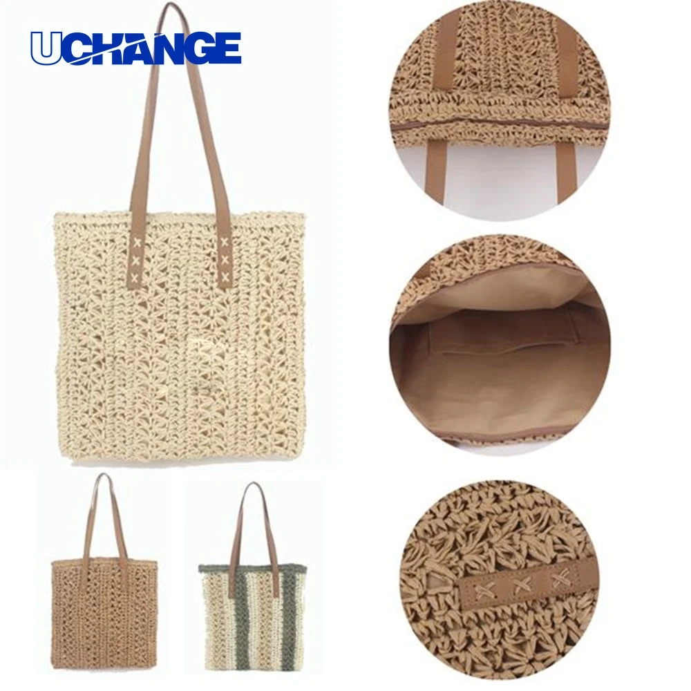 Straw Tote Bag for Beach Use, custom tote bag with logo imprint 1