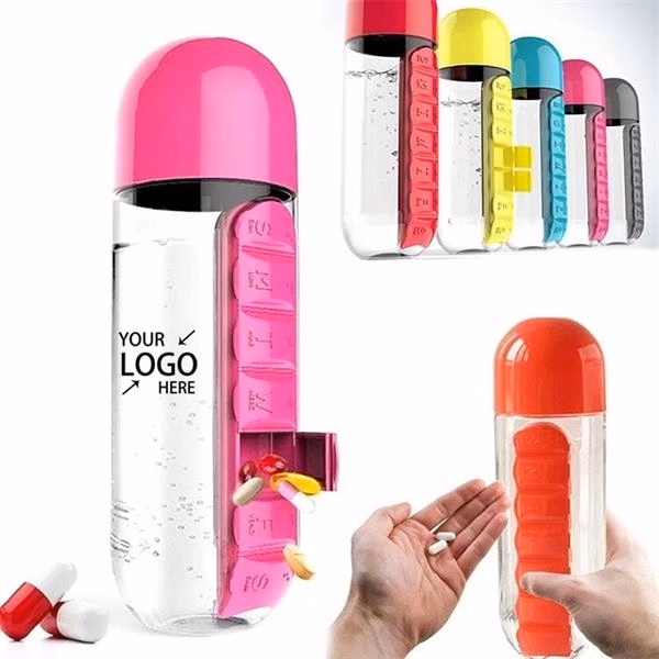 Pill Box Organizer Water Bottle