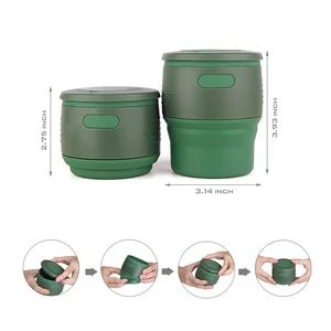 Collapsible Silicone Coffee Cup With Top Compartment For Pills 1