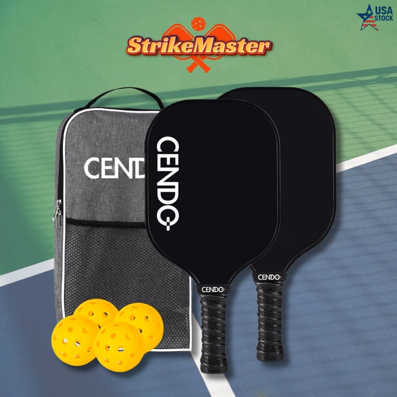 StrikeMaster USAPA Pickleball Set with Carbon Fiber Paddles & Honeycomb Core
