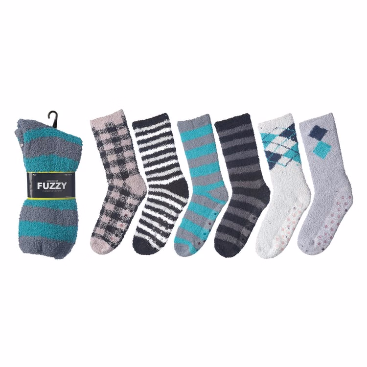 Men's Fuzzy Socks - Size 10-13 Assorted Colors Skid-Proof
