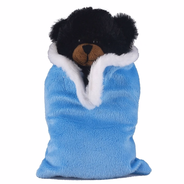 Soft Plush Black Bear in Baby Sleep Bag Stuffed Animal