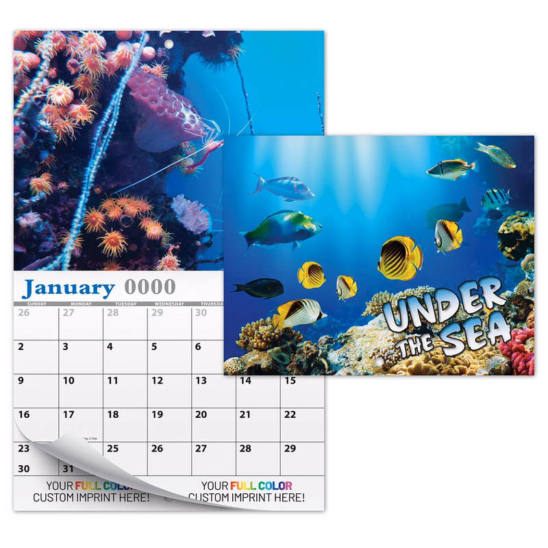 13 Month Custom Appointment Wall Calendar (High Gloss UV-Coated Cover)- UNDER THE SEA