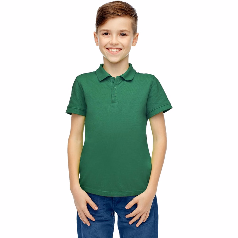 Boys' Uniform Polo Shirts - Hunter Green Short Sleeve Size 10