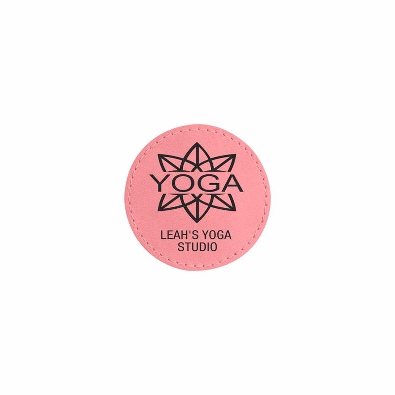 2" Pink Leatherette Round Patch with Adhesive