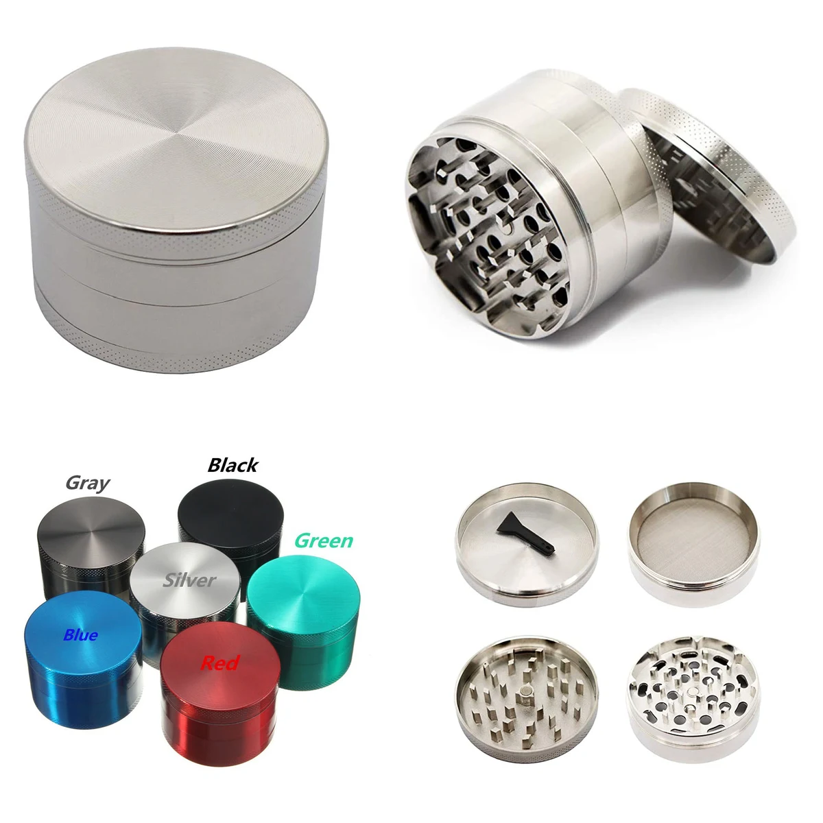 2.5 Inch 4 Pieces Zinc Alloy Herb Spice Grinder 1