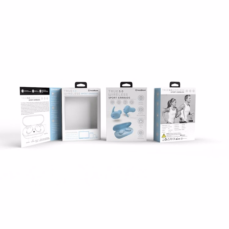 Wireless Sport Earbuds - Charging Case Light Blue