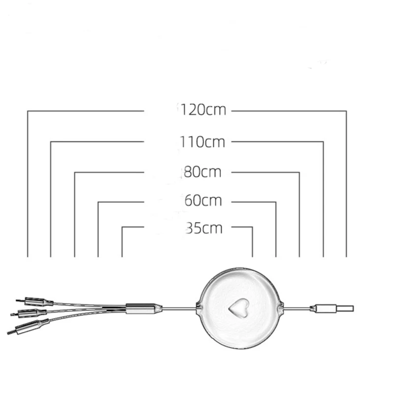 High Quality 3.5A Fast Charger USB Cable with 3 in 1 1