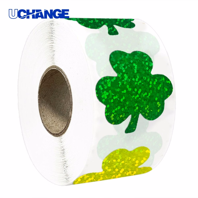 Tri-Color Glitter Shamrock Stickers