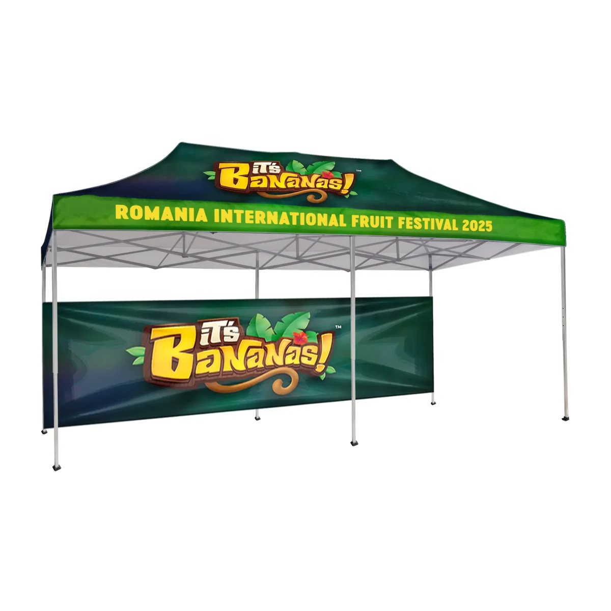 10'x20' Tent Canopy w frame, 1 long half wall 1
