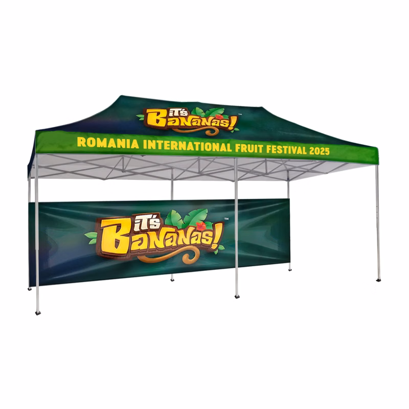10'x20' Tent Canopy w frame, 1 long half wall