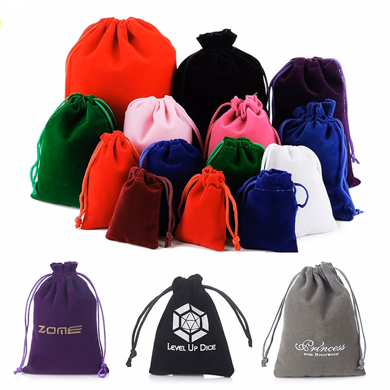 Jewelry Flocked Fabric Drawstring Bag