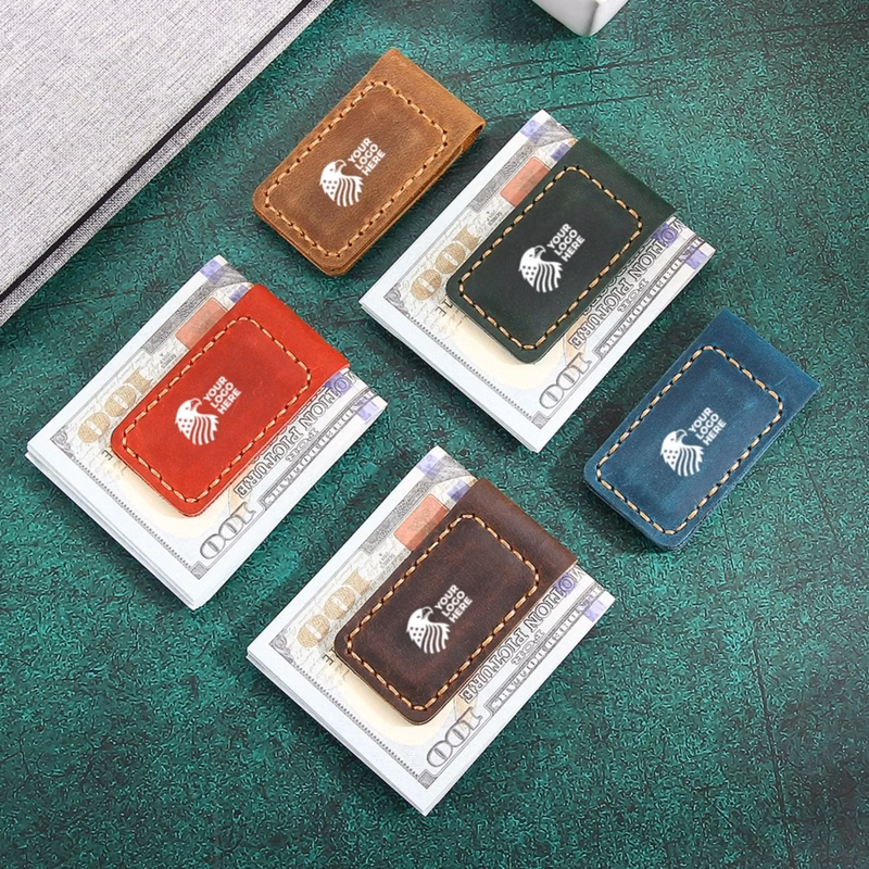 Personalized Leather Money Clip Wallet Gift