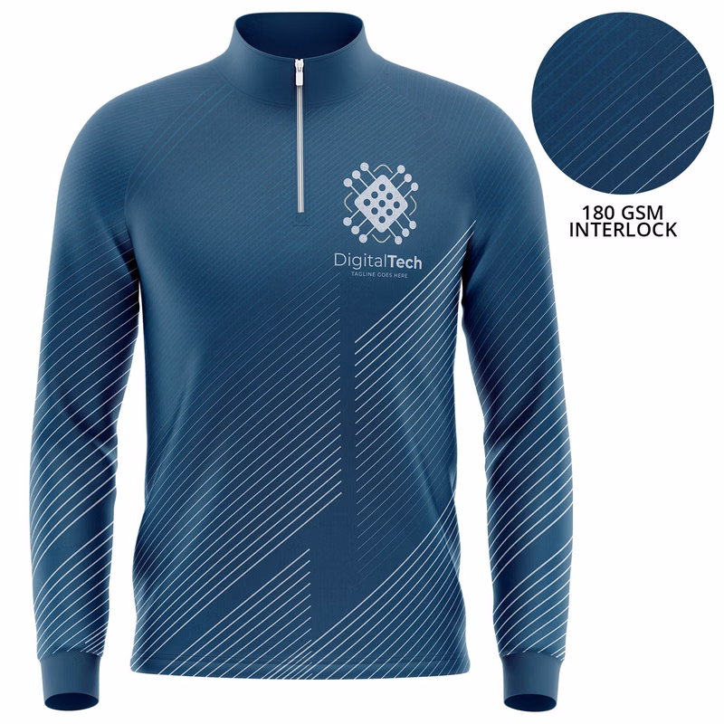 Unisex 180 GSM Poly Interlock Sublimation Quarter Zipper Sweatshirt