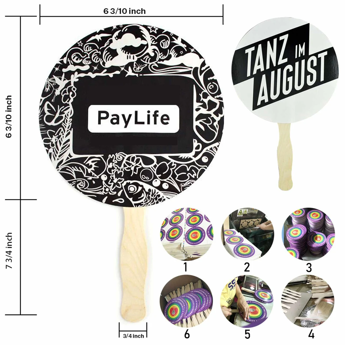 Round Paper Hand Fan With Wooden Handle 1