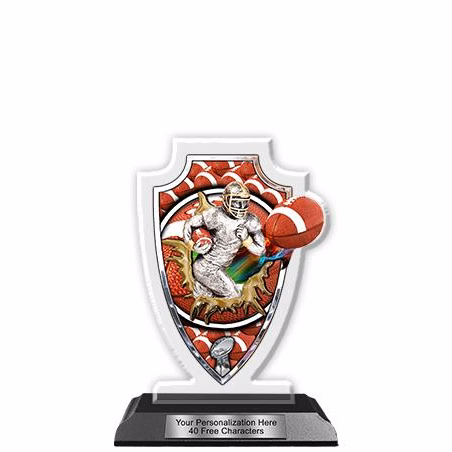 Acrylic Trophy: 6" Arrow Head, Football Design, 3x