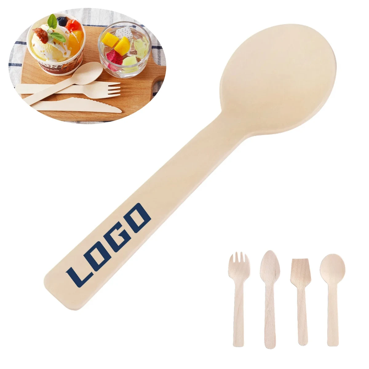 Disposable Wooden Ice Cream Scoop MOQ500pcs 1