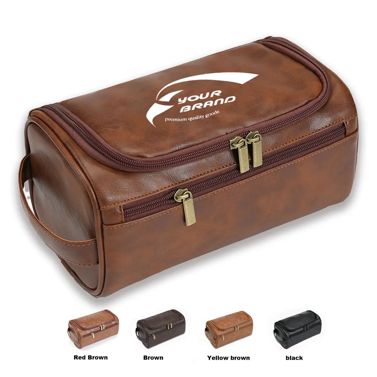Unisex personalized leather toiletry bag 1