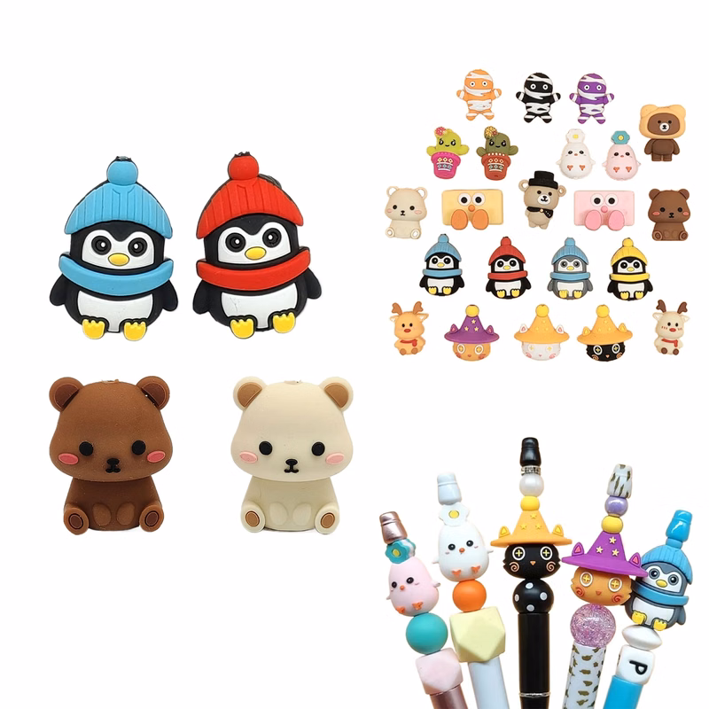 MOQ500 Custom 3D Silicone Beads Pen Accessories