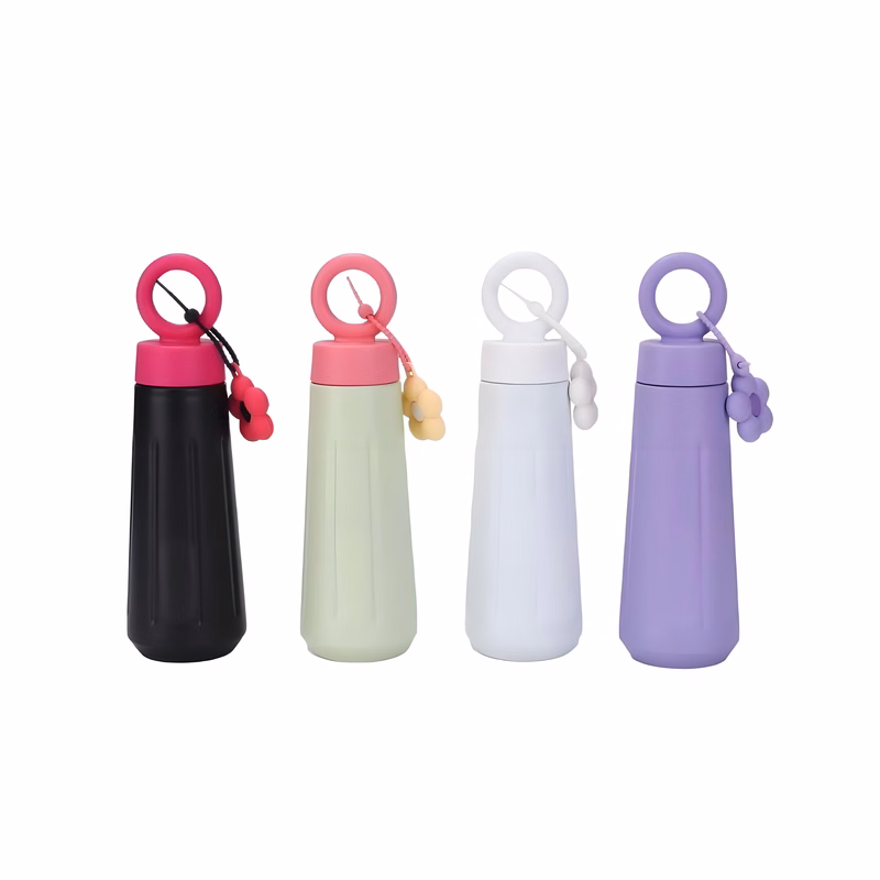 15 oz Floral Insulated Stainless Steel Water Bottle W/ Ring Handle