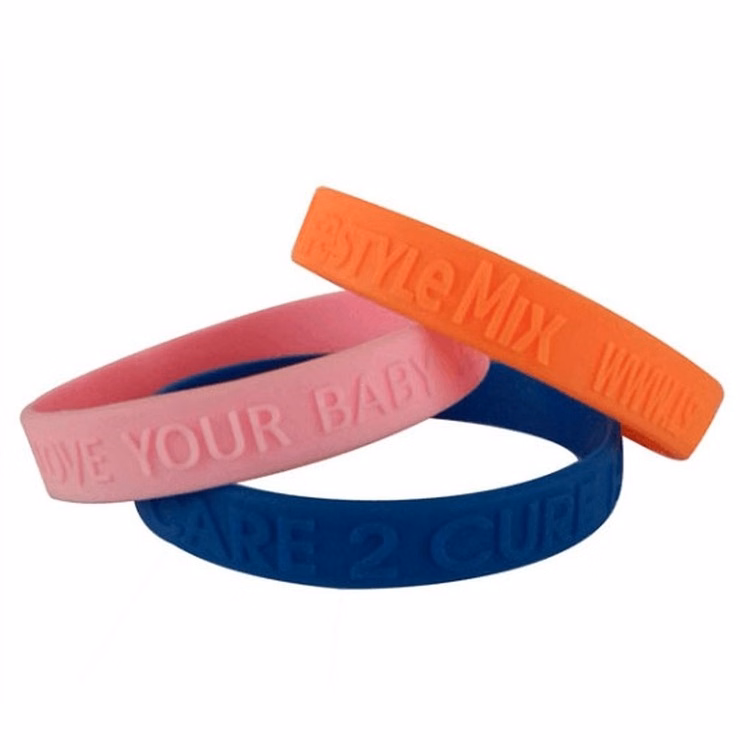 Silicone Wristband Sport Rubber Bracelet with Embossed Custom Logo