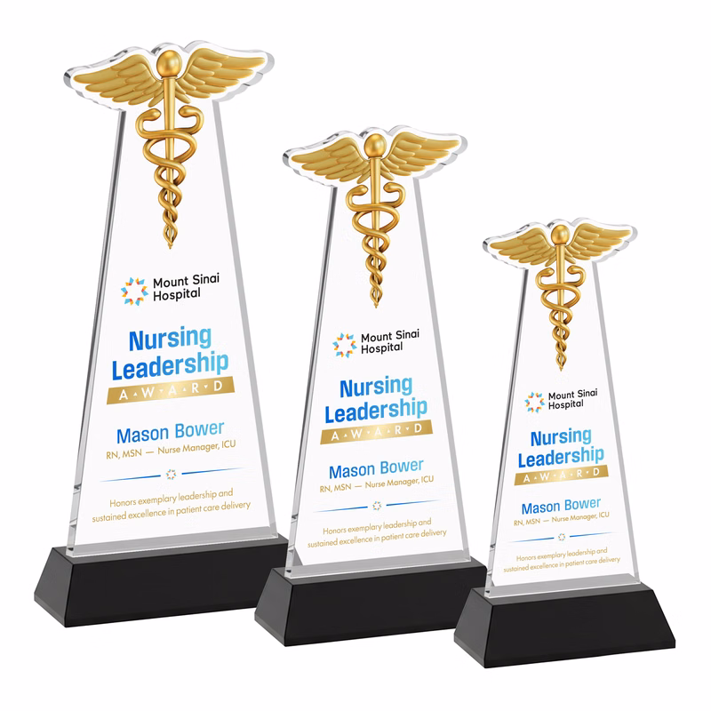 Caduceus VividPrint™ Award on Hartford Base - Black