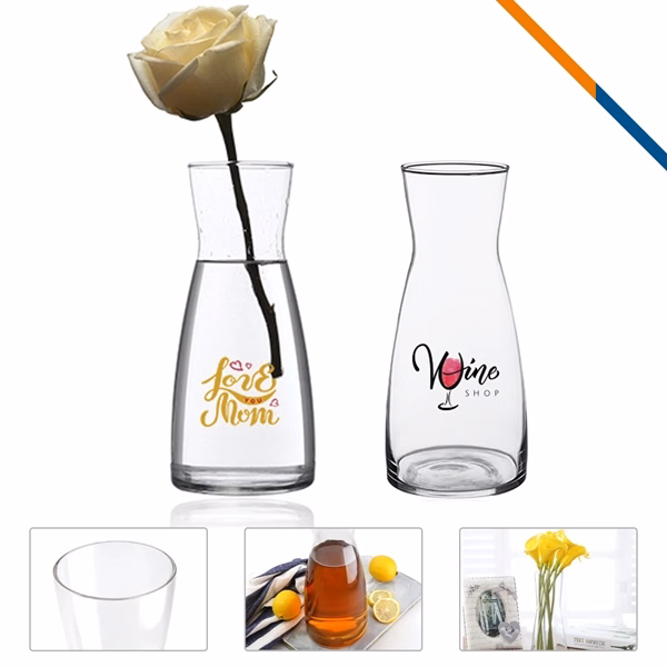 Custom 32 oz Clear Glass Decanter Flared Design — Wine, Cocktail & Tabletop