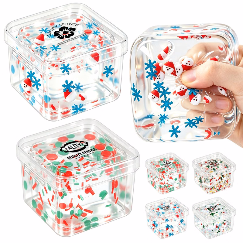 Christmas Sequin Ice Cube Stress Squishy