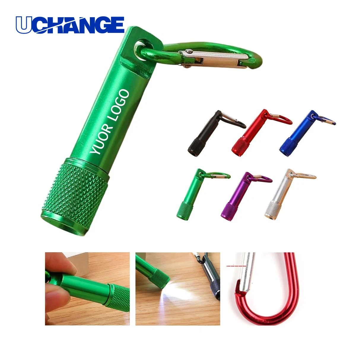 Aluminum Alloy Mini Flashlight Tool with Carabiner Hook 1