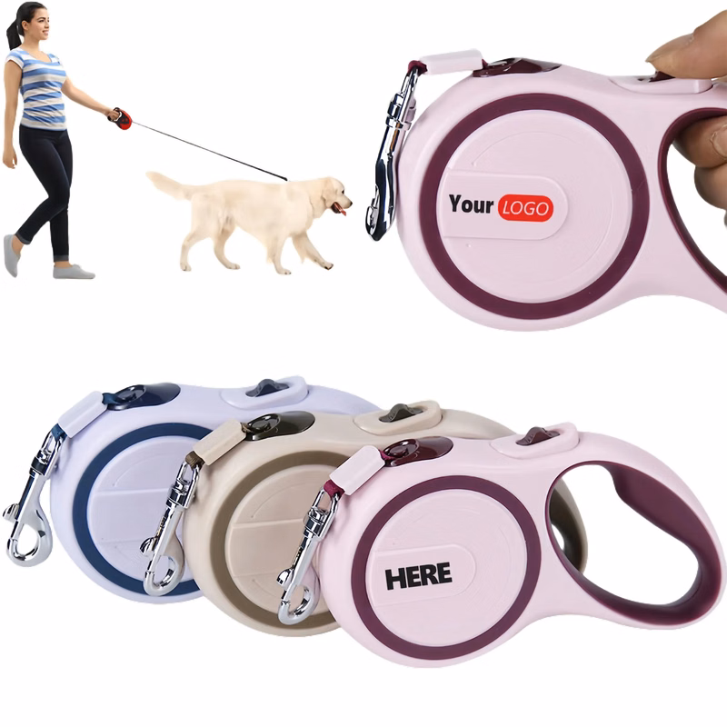 Portable Auto Retract Pet Leash With Reflective Stitching